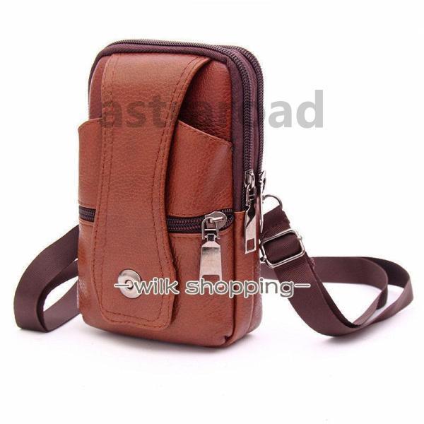 スマホバック ベルトポーチ メンズ 本革 牛革 ショルダー付 ミニショルダーバッグ 3way スマホ収納 スマホ入れ コンパクト 耐摩 長持ち 登山