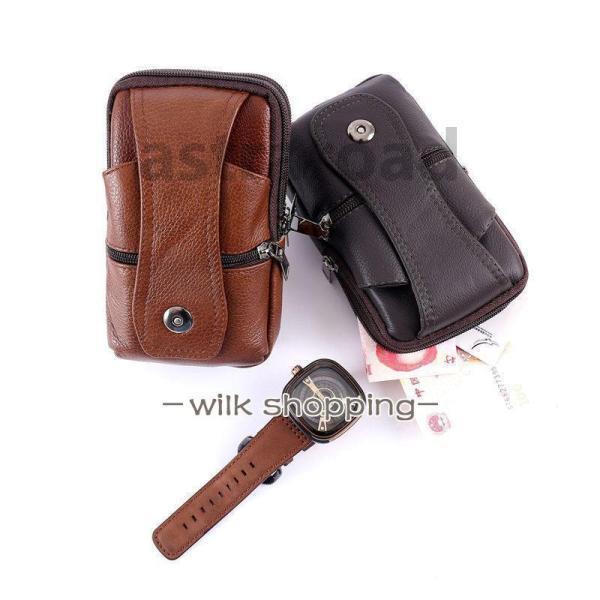 スマホバック ベルトポーチ メンズ 本革 牛革 ショルダー付 ミニショルダーバッグ 3way スマホ収納 スマホ入れ コンパクト 耐摩 長持ち 登山 - 画像 (5)