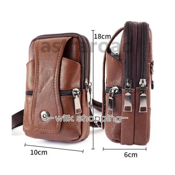 スマホバック ベルトポーチ メンズ 本革 牛革 ショルダー付 ミニショルダーバッグ 3way スマホ収納 スマホ入れ コンパクト 耐摩 長持ち 登山 - 画像 (6)