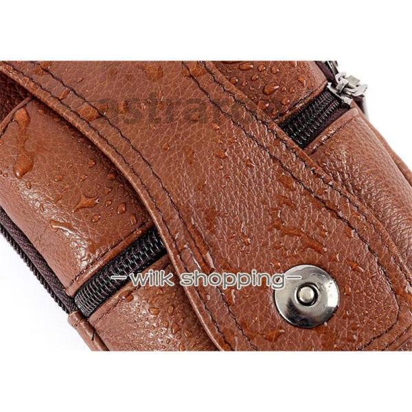 スマホバック ベルトポーチ メンズ 本革 牛革 ショルダー付 ミニショルダーバッグ 3way スマホ収納 スマホ入れ コンパクト 耐摩 長持ち 登山 - 画像 (9)